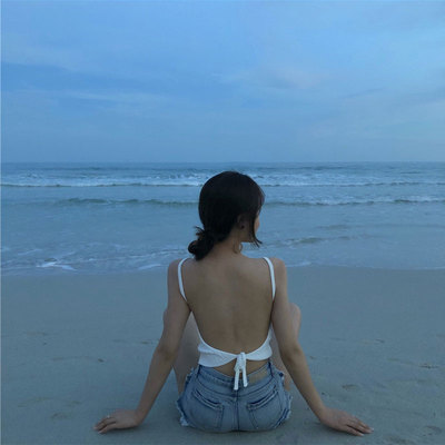 新款欧美chic风无袖大露背显瘦气质女人味针织百搭挂脖吊带背心女-淘宝网