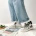 Giày giả vải cao cổ phản quang giả nữ sinh viên Hàn Quốc phiên bản giày mùa hè 2019 hoang dã đôi giày vẽ tay graffiti - Plimsolls
