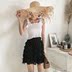 Mới của Hàn Quốc phiên bản của chic gió retro tai gỗ ngắn dây đeo vest hoang dã slim xếp li slim áo sơ mi nữ triều đồ đôi nam nữ Áo ba lỗ