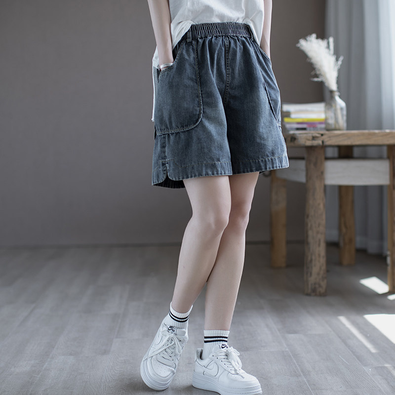 Summer thin jeans, loose women's shorts, casual pants, fashionable straight-leg capri pants, high-waisted mid-length pants, hot pants details Picture