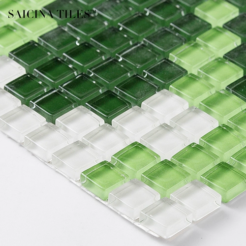 Сельский стиль зеленый стеклянный мозаичный пазл плитка ванная комната ванная комната настенная плитка фон стены настройка настройка