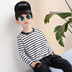 Áo thun cotton tay dài cotton 2019 xuân hè mới Áo thun sọc trắng đen mới trong quần big boy phiên bản Hàn Quốc mỏng t - Áo thun áo thun 3 lỗ cho bé trai Áo thun