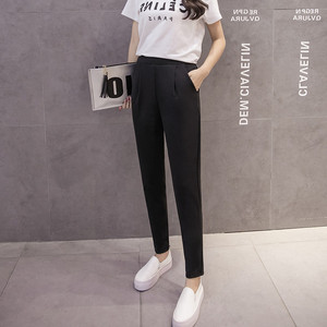 Mùa xuân và mùa hè quần harem chuyên nghiệp 溥 đàn hồi eo OL phù hợp với màu đen quần kích thước lớn feet quần âu phụ nữ