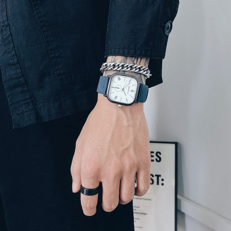 Student Male 2023 New Junior High School Trend Simple Youth Square Belt Quartz Men's Watch_voghion.com