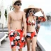 Cặp đôi đồ bơi bikini bikini ba mảnh phù hợp với áo chống nắng áo dài tay bảo thủ boyshort đi biển Vài đồ bơi