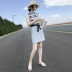 2018 mùa hè mới của Hàn Quốc phụ nữ in đầm voan không tay váy khí phù hợp với váy hai bộ thủy triều
