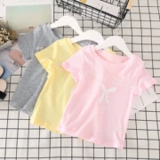 Áo thun trẻ em hè 2018 phiên bản mới của Hàn Quốc cho bé gái nhỏ dễ thương nơ in họa tiết ngắn tay