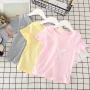 Áo thun trẻ em hè 2018 phiên bản mới của Hàn Quốc cho bé gái nhỏ dễ thương nơ in họa tiết ngắn tay ao thun coc tay be trai