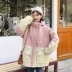 Cotton quilt nữ mùa đông phiên bản mới của Hàn Quốc của bf rộng kích thước lớn sinh viên màu sắc phù hợp dày lên mũ trùm đầu dụng cụ bông độn quần áo áo lông vũ nữ Bông