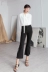 Wan Wan cao cấp tùy chỉnh đầu mùa thu mới retro quần bên dây đai mở đen chín điểm denim flare quần phụ nữ đồ công sở nữ Quần jean