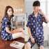 Mùa hè couple S mã đúng lụa cha mẹ và con đồ ngủ ngắn tay mẹ và con gái cộng với phân bón để tăng £ 200 cậu bé cậu bé lớn phù hợp với