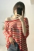 Mùa hè mới retro sọc bảy- điểm tay áo t- shirt nữ Hàn Quốc phiên bản của lỏng hoang dã mỏng áo len áo len điều hòa không khí áo sơ mi hàng đầu Đan Cardigan