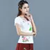 Mùa hè mới thêu phong cách Trung Quốc thêu phụ nữ áo thun ngắn tay nữ Áo thêu phong cách quốc gia áo sơ mi cỡ lớn - Áo phông