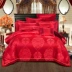 Để các nhà thủy ngân dệt lớn màu đỏ đám cưới bốn mảnh đám cưới bông giường đơn giản quilt cover 1.8 2.0m giường Bộ đồ giường bốn mảnh