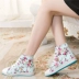 Mùa hè mới thở hoa giày vải cao nữ Hàn Quốc phiên bản của thủy triều giản dị giày sinh viên tăng giày phụ nữ phẳng giầy bốt nữ Plimsolls
