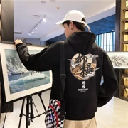 Tide thương hiệu áo len nam trùm đầu mùa thu và mùa đông mặc đôi phiên bản Hàn Quốc của hip hop lỏng lẻo quốc gia cộng với áo hoodie nhung dày