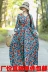 Dài tay cotton và lanh váy mùa thu của phụ nữ nghệ thuật in retro phong cách dân tộc lỏng lẻo cỡ lớn của phụ nữ cổ tròn váy dài - Váy dài