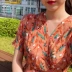 MORAN Hàn Quốc ins siêu lửa retro chic floral dress eo Một từ ngắn váy sinh viên gió nhẹ nhàng ngọt ngào kiểu váy chữ a A-Line Váy