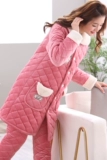 Демисезонная пижама, коралловая бархатная стеганая зимняя куртка, удерживающий тепло комплект, увеличенная толщина