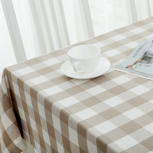 Простая и современная водонепроницаемая столовая ткань искусство простые льняные черно -белая квадратная сетка столовая ткань.