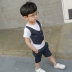 Quần áo trẻ em cậu bé phù hợp với 2018 mùa hè mới trẻ em đẹp trai vest giả ba mảnh nhỏ và vừa bé Hàn Quốc phiên bản bộ