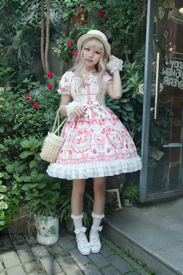 taobao agent Design strawberry, Lolita style, with short sleeve, Lolita OP