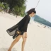 Hàn quốc phiên bản của ren voan cardigan của phụ nữ phần dài áo khoác mỏng dài tay lưới áo sơ mi khăn choàng bãi biển kem chống nắng quần áo bên ngoài mất