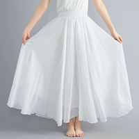 Летнее ретро ханьфу, приталенная длинная юбка, из хлопка и льна, эластичная талия, большой размер