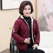 Áo bà mẹ trung niên chất liệu cotton mùa đông ngắn cộng với áo khoác nhung cotton dày 2018 áo khoác cotton nữ trung niên mới