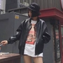 Phong cách mùa xuân và mùa thu của phụ nữ phiên bản Hàn Quốc của BF gió lỏng áo khoác sinh viên pu áo khoác da giản dị áo khoác ngắn áo bomber da lộn