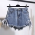 2018 Hàn Quốc phiên bản mới kích thước lớn chất béo mm cạnh băng cao eo quần short denim nữ mùa hè lỏng mỏng rộng chân quần nóng Quần jean