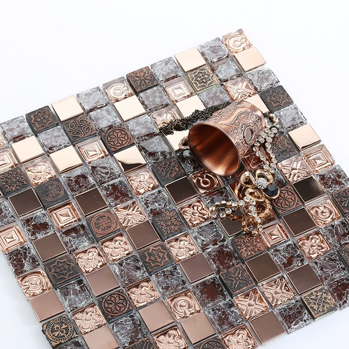 Стеклянная металлическая мозаика из нержавеющей стали на стену, зеркальный эффект