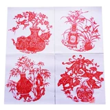 Бумага ручной работы -Cut Shadow Show Zodiac Знаки Plum Bamboo Chrysanthemum, народная сине -белая фарфоровая Большой набор 10 13 Юань из ручной работы.