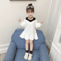 Váy bé gái ngoại quốc nữ giả váy hai dây phiên bản Hàn Quốc của bé trai tay dài váy dài xuân hè 2018 mới xuân đầm đẹp cho be gái 7 tuổi