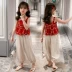 Bộ đồ cho bé gái váy hè 2020 new big kids Phong cách Hàn Quốc phong cách phương Tây chấm bi địu bé gái mùa hè thời trang bộ đồ hai mảnh - Phù hợp với trẻ em