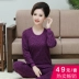 Qiuyi Qiuku trung niên nữ bông đồ lót nhiệt mẹ cao cổ áo kích thước lớn tuổi cotton áo len đáy bộ
