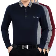 Trung niên và dài tay t-shirt phần mỏng mùa xuân cha ve áo trung niên của nam giới lỏng t-shirt người cao niên áo sơ mi