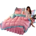 Bộ đồ giường bằng vải bông công chúa Hàn Quốc Gió bốn mảnh trải giường 1,8 m 2m Màu giường đặc bộ ga giường Bộ đồ giường bốn mảnh