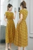 Váy cotton và vải lanh mùa hè 2021 váy dài mới của phụ nữ Hàn Quốc in hình váy ngắn dài tay nhỏ tươi mát - Váy dài