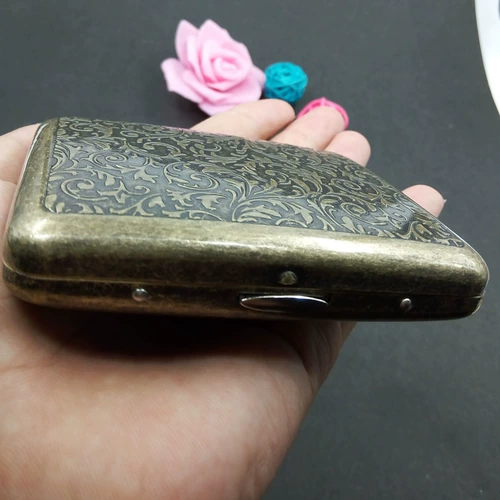 Мужской портсигар, портативная ультратонкая креативная ретро металлическая медная коробка