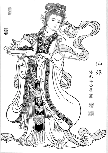 Гонгби живопись белый рисунок нижний чертеж линия рисования.