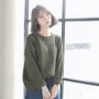 Hàn quốc ulzzang cao đẳng gió lỏng hoang dã mỏng màu rắn áo thun dài tay áo len áo len áo len phụ nữ áo len nữ giá rẻ