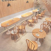 Чистый красный кафе Стол и кресло досуг переговоры о молочном чае магазин закуски для закуски десерт Японский магазин Qingba Столы сплошного дерева и комбинация стула
