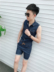 2018 mùa hè của nam giới Hàn Quốc phiên bản thiết lập tinh thần xã hội chàng quần short jeans hai mảnh thanh niên bộ quần áo Bộ đồ