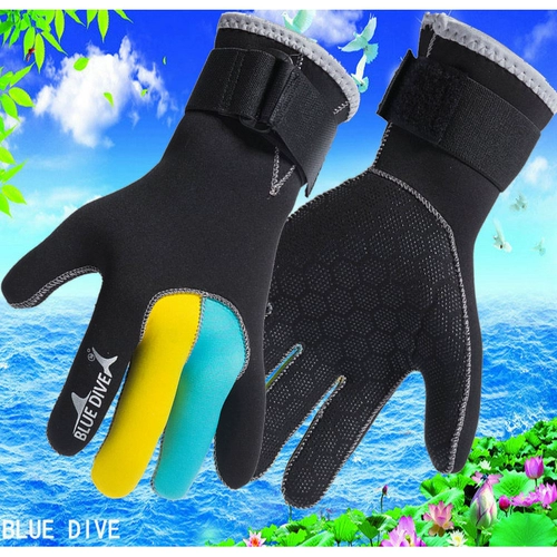 Синий дайв 3 -миллиметровый анти -thorns Diving Gloves Зимний плавание анти -плавное, анти -славика, истирающаяся наклейка на запястье на запястье