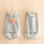 Baby 2019 hè Hàn Quốc phiên bản mới cho bé gái yêu ba chiều vest vest ngắn phù hợp với tz-1685 - Phù hợp với trẻ em quần jean bé gái