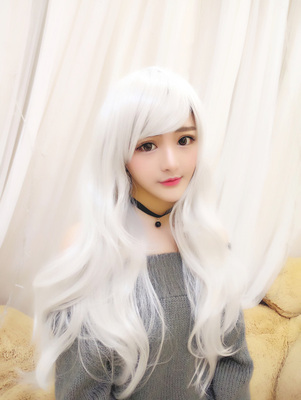 taobao agent Japanese Harajuku white curly curly COS Sakura jasmine wig Witch 70 cm dance performance free shipping
