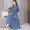 Mùa thu 2018 mới của phụ nữ phiên bản Hàn Quốc của eo đã được mẹ gầy thanh lịch thời trang áo dài tay cotton và đầm lanh nữ chân váy caro