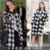 2018 chống mùa điều trị áo len nữ ngôi sao Hàn Quốc Lin Yuner với cùng một đoạn đen kẻ sọc coat dài giải phóng mặt bằng áo phao nữ dáng dài hàn quốc Trung bình và dài Coat