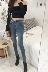 Đầu mùa thu mới Hàn Quốc phiên bản của bất thường eo hollow cao eo jeans thời trang Mỏng mỏng feet quần bút chì phụ nữ Quần jean